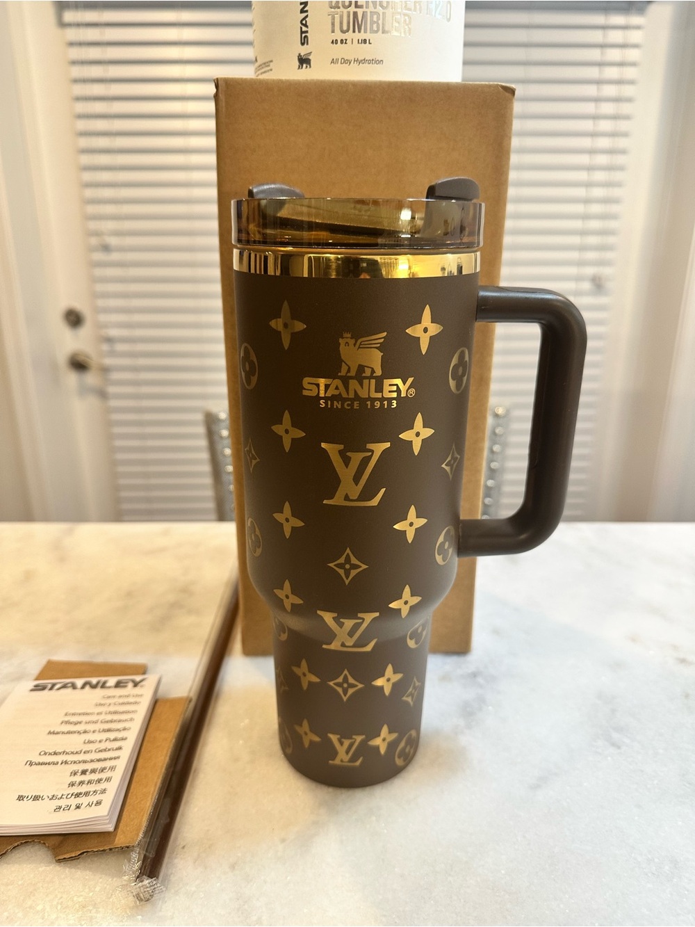 Stanley Louis Vuitton Unique Collaboration 40oz Brown & Gold Tumbler